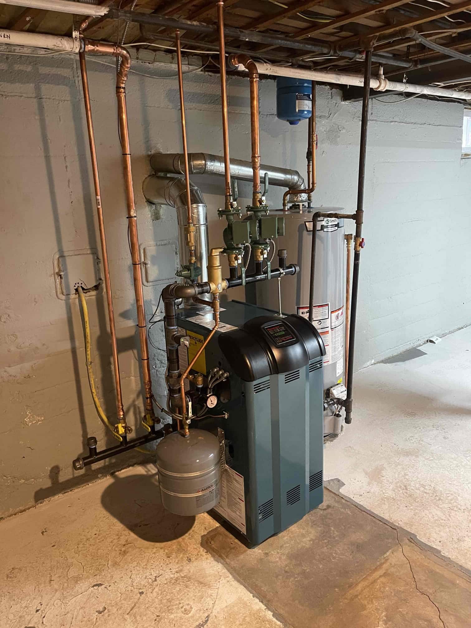 Boiler after maintenance in the basement in Rockville Centre, NY