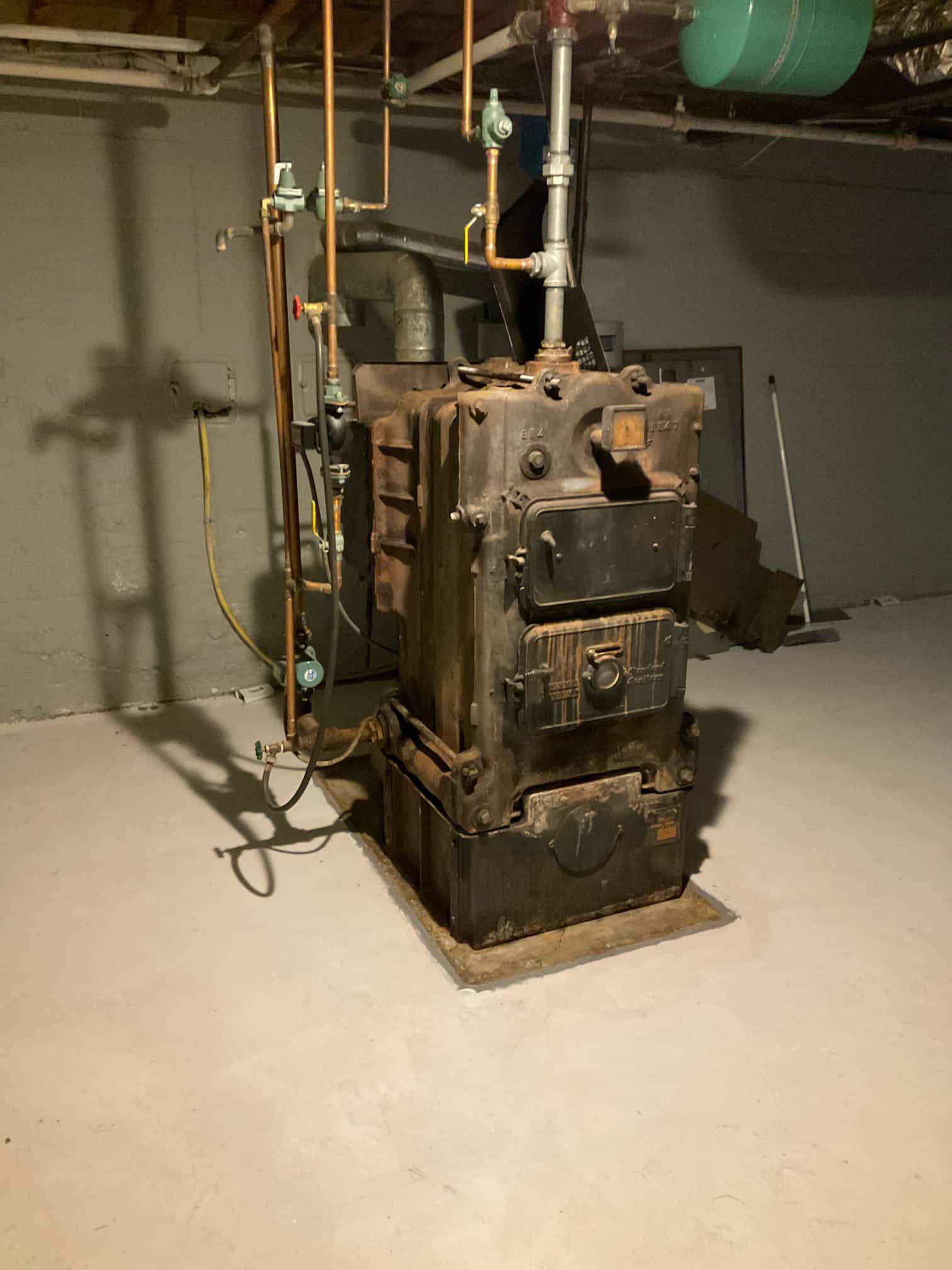 Boiler during maintenance in the basement in Rockville Centre, NY