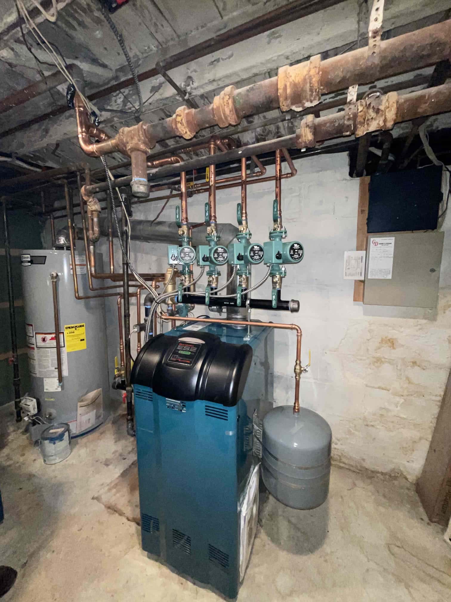 Boiler in basement with expansion tank in Rockville Centre, NY