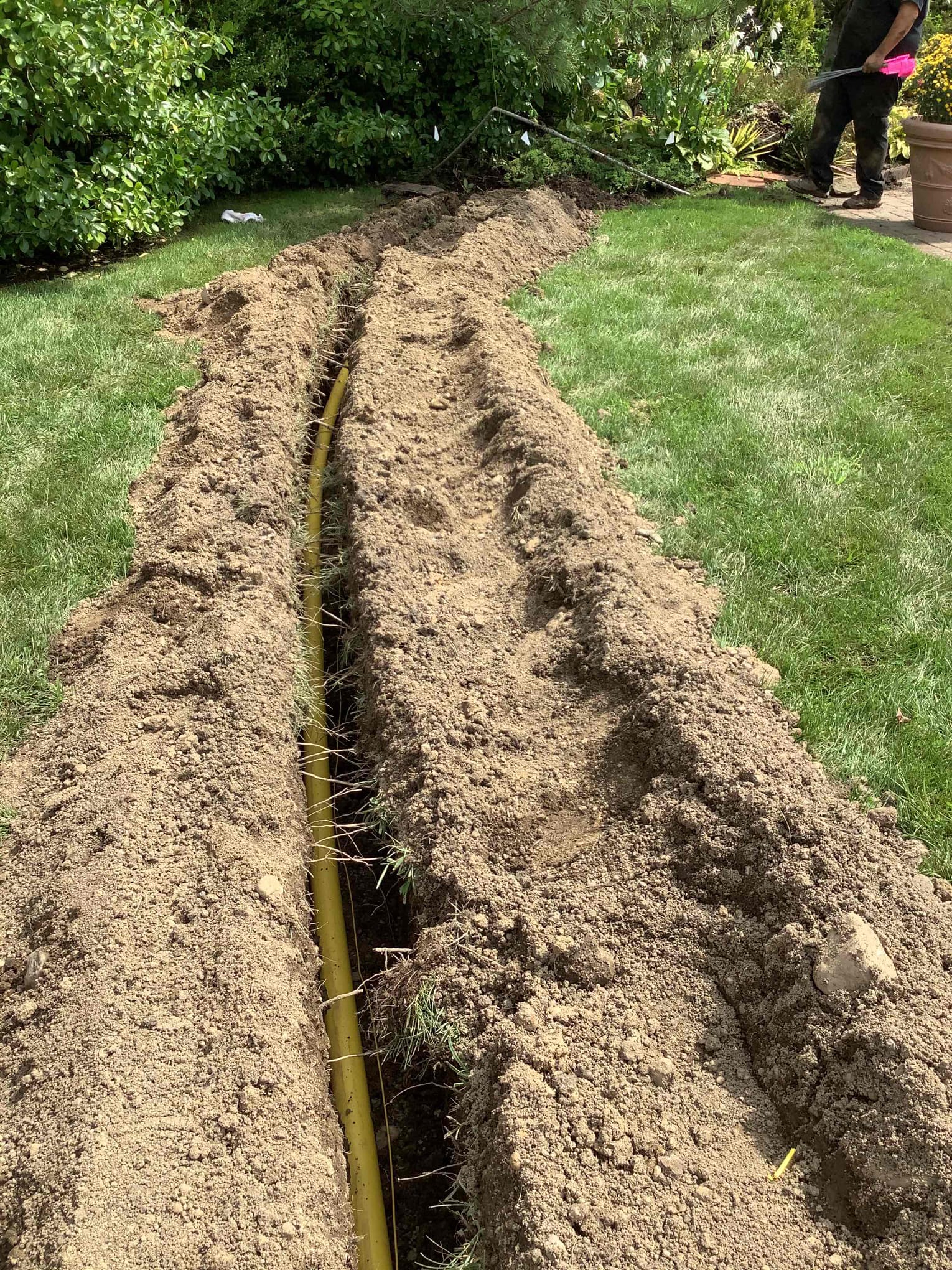 Gas line to pool heater installation underground outside in Rockville Centre, NY