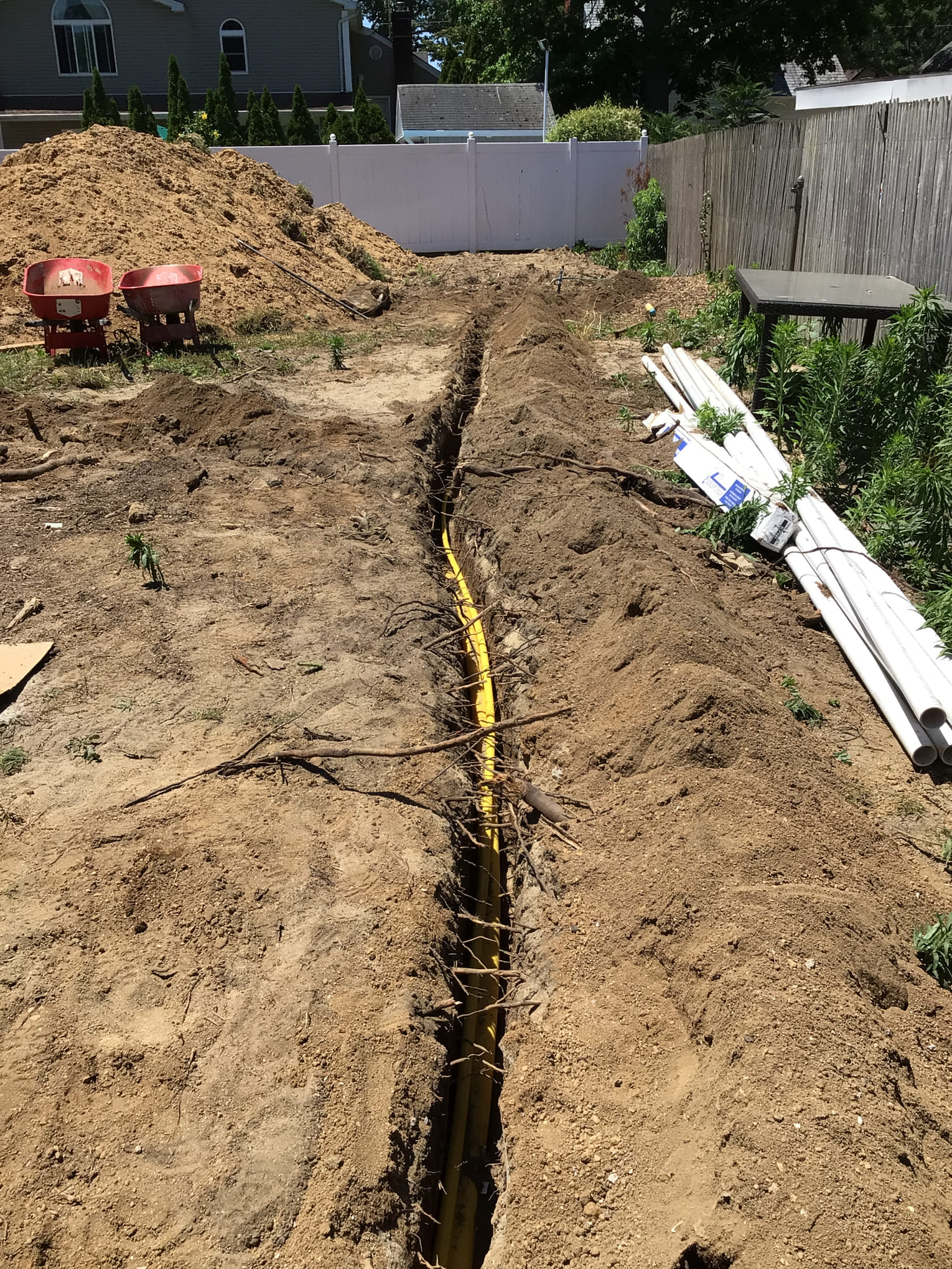 Gas line to pool heater installation underground outside in Rockville Centre, NY