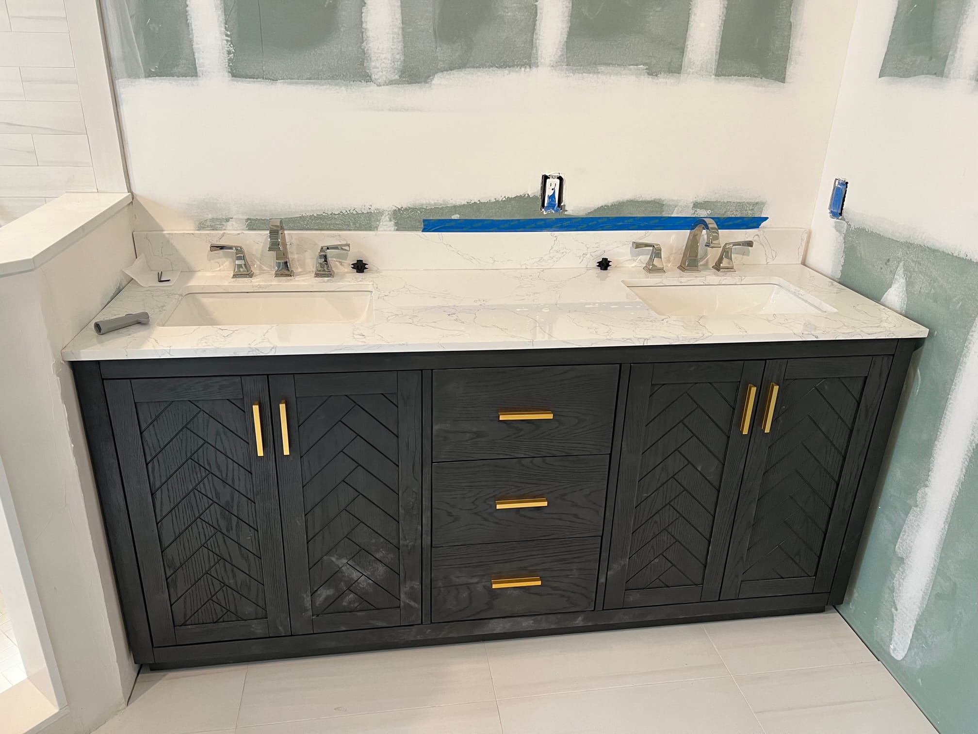 Finished sink installation in bathroom in Rockville Centre, NY