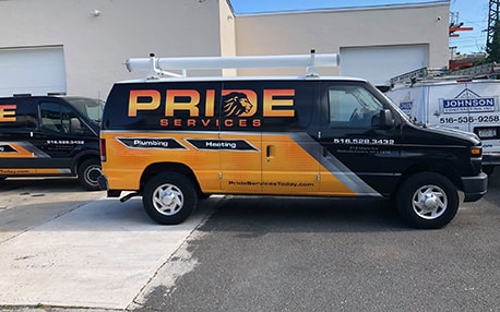 Pride Services plumbing & heating truck in Lynbrook, NY