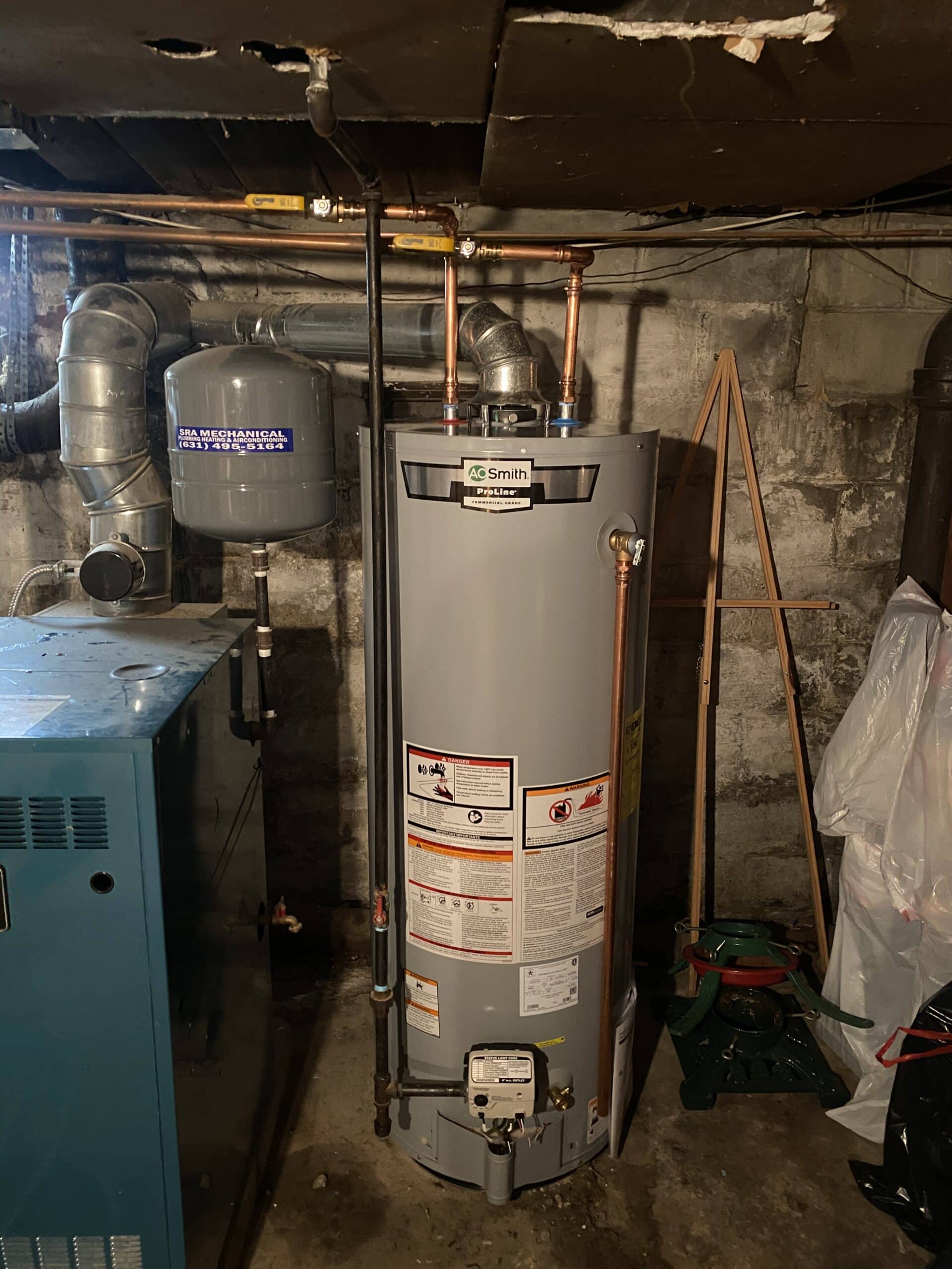 Water heater installed in basement in Rockville Centre, NY