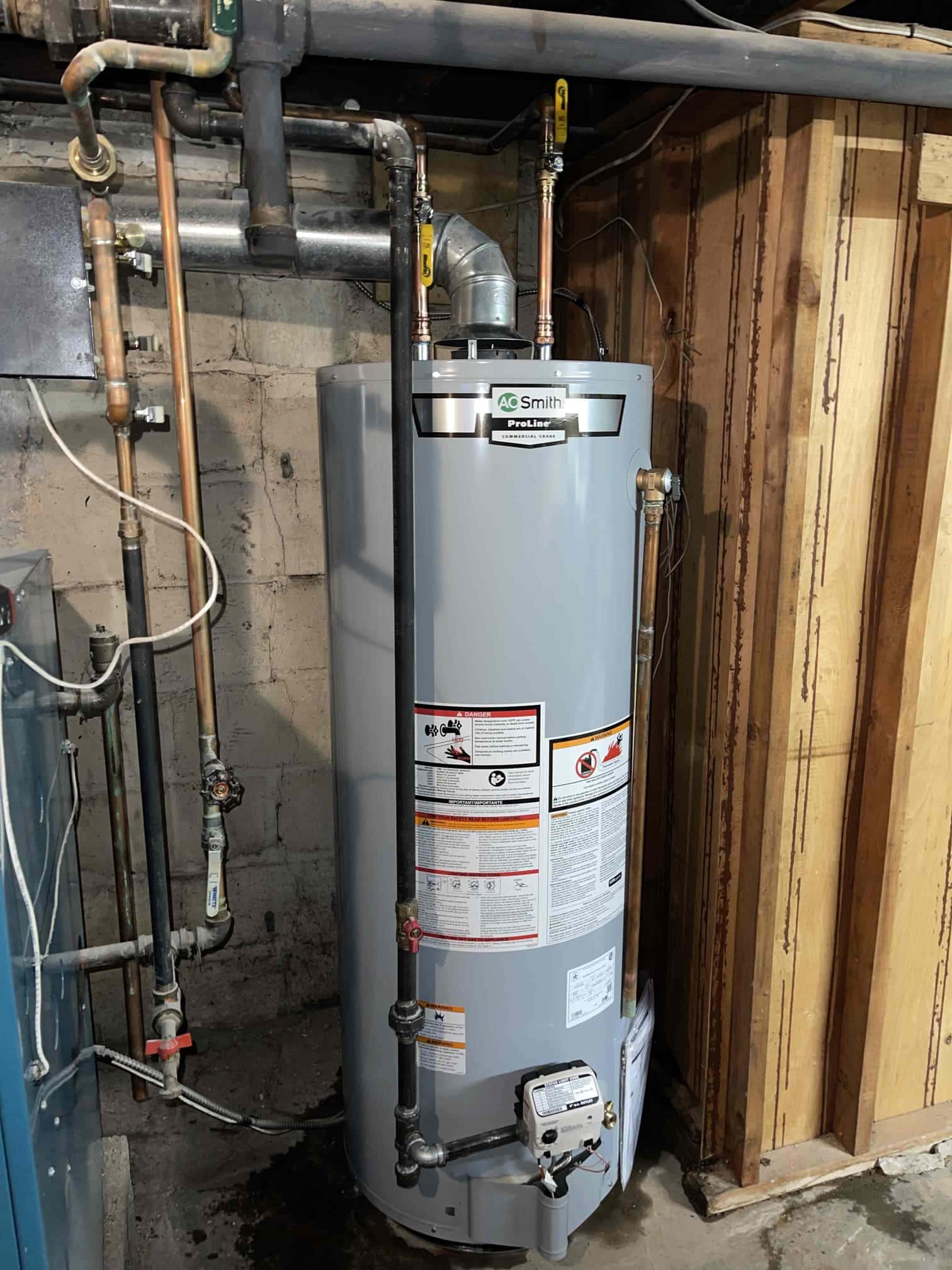 Water heater installed in the basement in Rockville Centre, NY