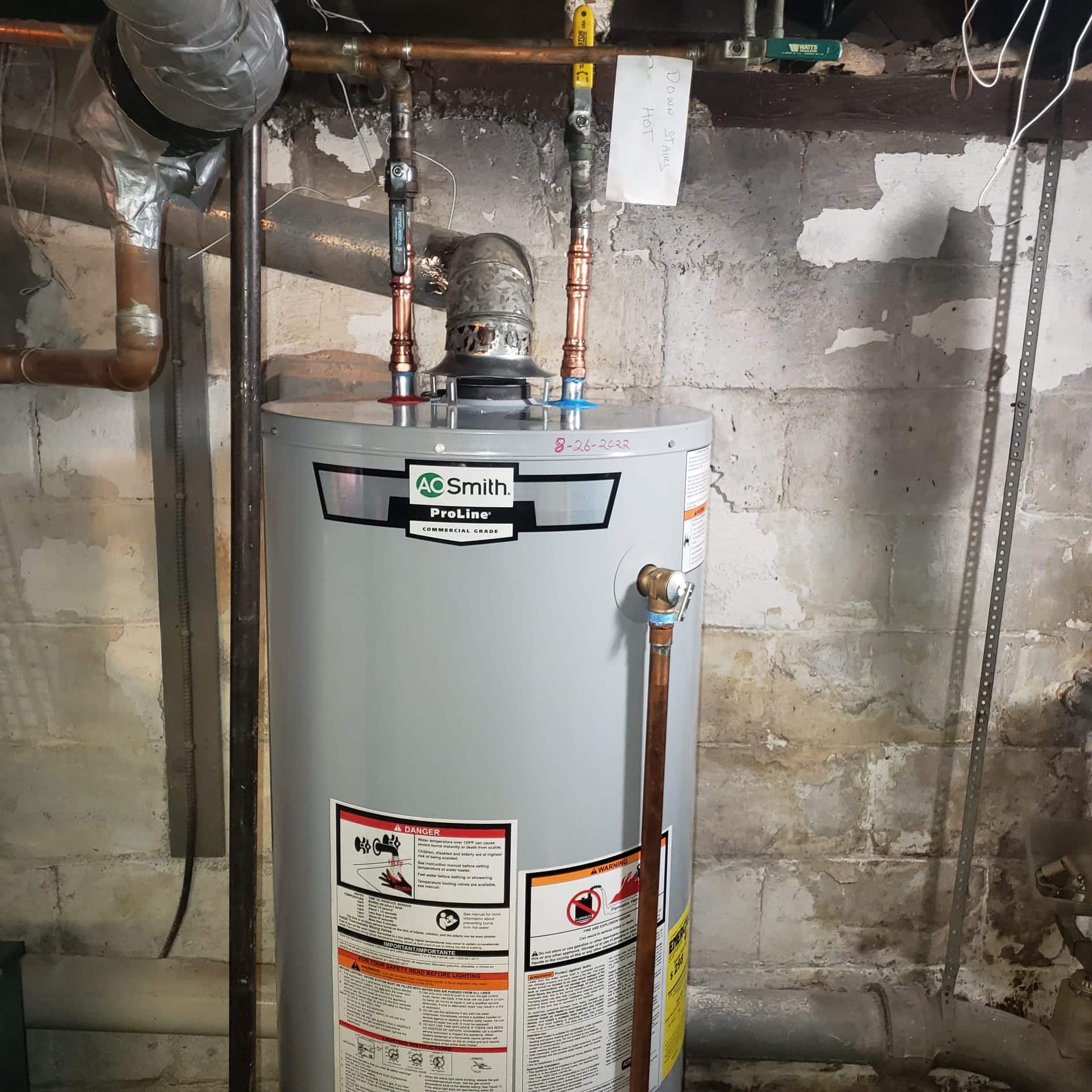 Water heater installed in basement in Rockville Centre, NY